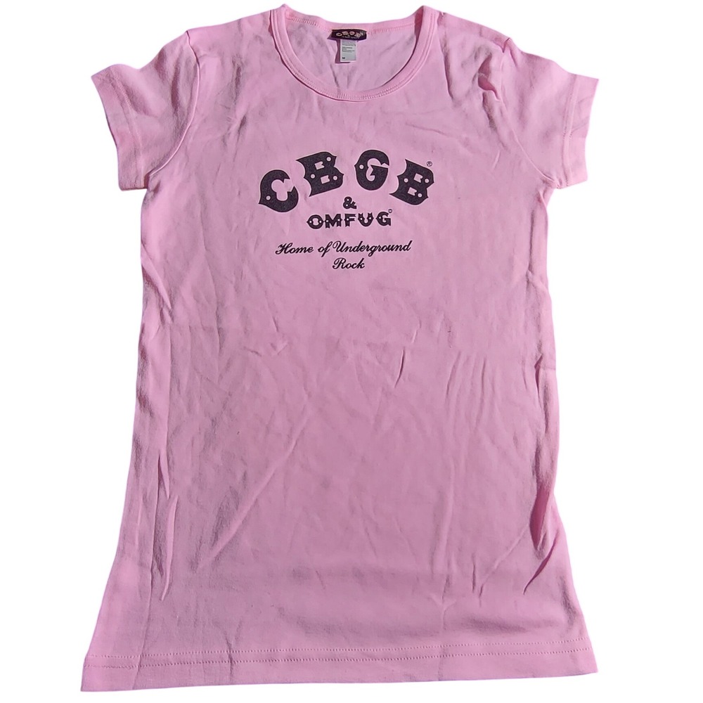 CBGB OMFUG Pink Graphic Tee Home of Underground Rock Combed Cotton Shirt Medium